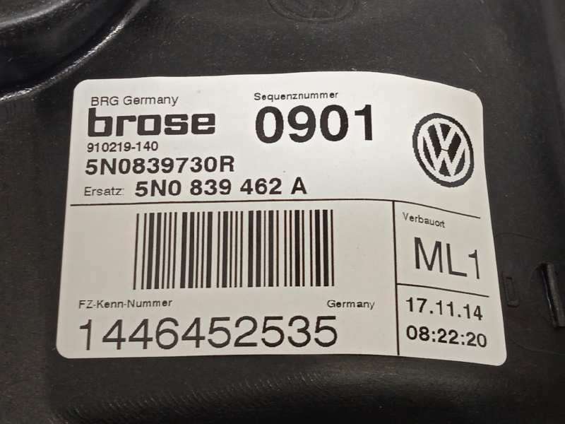 Recambio de elevalunas trasero derecho para volkswagen tiguan (5n2) t1 bluemotion referencia OEM IAM 5N0839730R  5N0959704F - Blanco 3