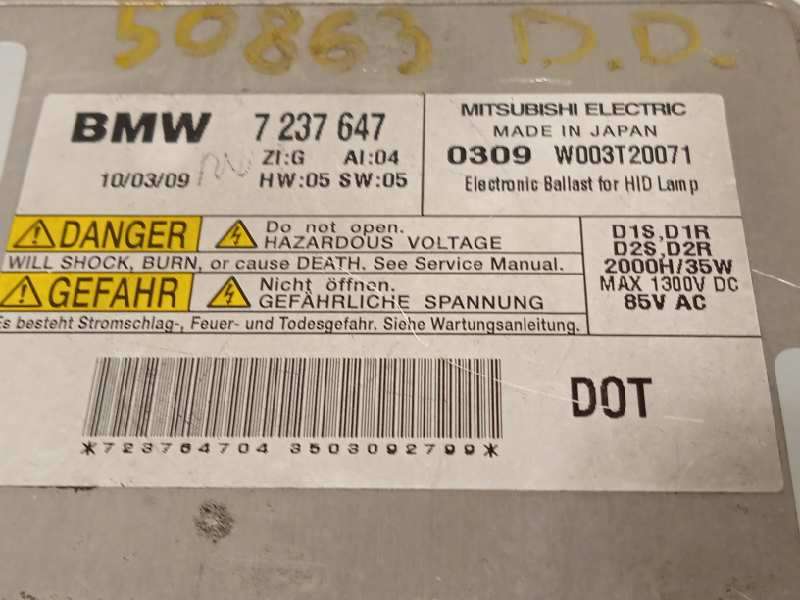 Recambio de centralita faros xenon para bmw serie 5 lim. (f10) 525d referencia OEM IAM 7237647 63117237647 W003T20071 4