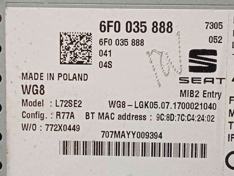 Recambio de sistema audio / radio cd para seat ibiza (kj1) reference referencia OEM IAM 6F0035888 6F0035888041 - Azul 7