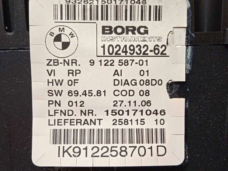 Recambio de cuadro instrumentos para bmw serie 1 berlina (e81/e87) 116i referencia OEM IAM 9122587 62109122587 1024932 - Gris 6