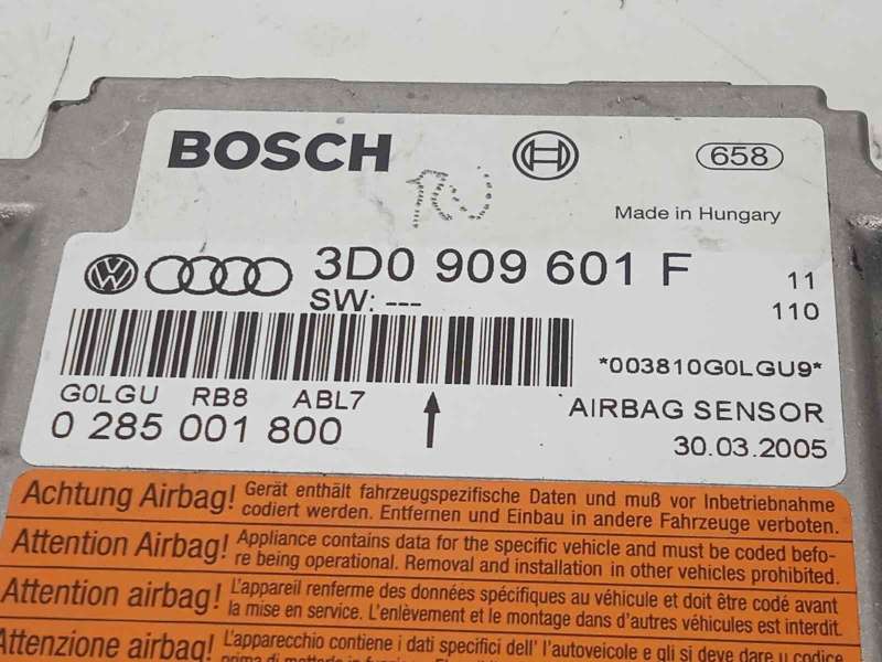 Recambio de centralita airbag para volkswagen touareg (7la) tdi r5 referencia OEM IAM 3D0909601F 3D0909601F00B 0285001800 - Negro 4