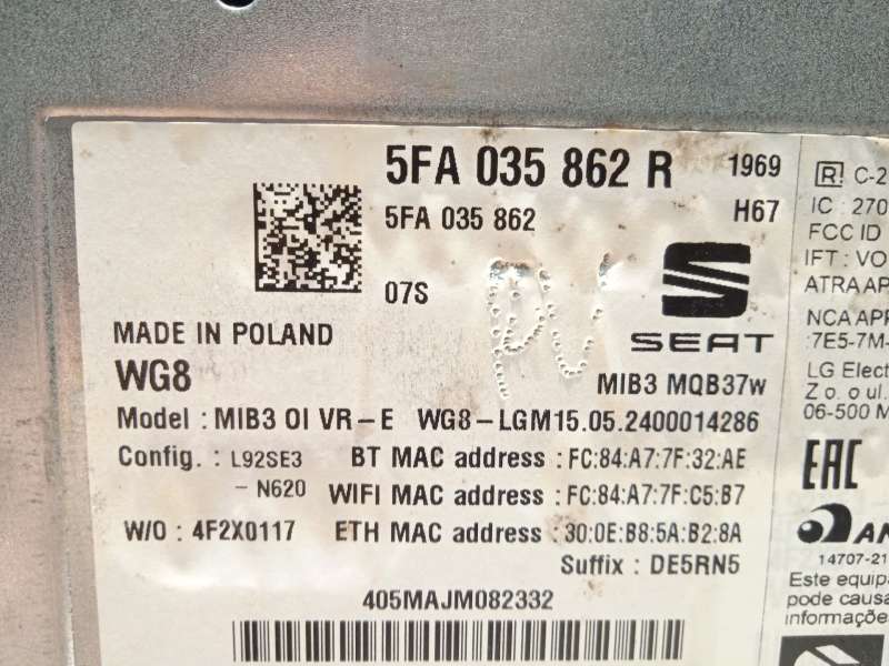 Recambio de sistema navegacion gps para seat leon (kl1, klg) 1.0 tsi referencia OEM IAM 5FA035862R - Azul 6
