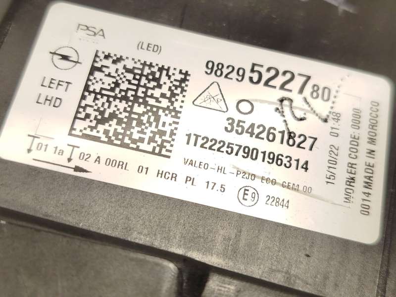 Recambio de faro izquierdo para opel corsa f (p2jo) 1.2 (68) referencia OEM IAM 9829522780  354261827 7
