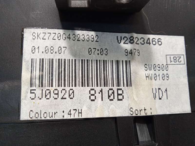 Recambio de cuadro instrumentos para skoda fabia ii (542) 1.4 referencia OEM IAM 5J0920810B 5J0920810BKD0 - Gris 6