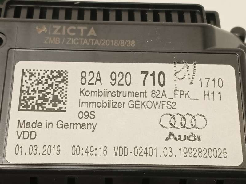 Recambio de cuadro instrumentos para audi a1 sportback (gba) 30 tfsi referencia OEM IAM 82A920710 6