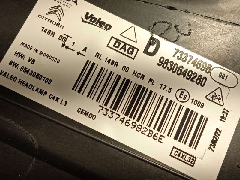 Recambio de faro derecho para citroën c4 iii 1.2 referencia OEM IAM 9830649280  73374698 6