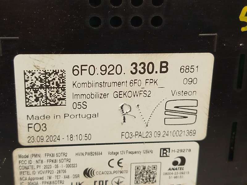 Recambio de cuadro instrumentos para seat ibiza v (kj1, kjg) 1.0 tsi referencia OEM IAM 6F0920330B - Blanco 5