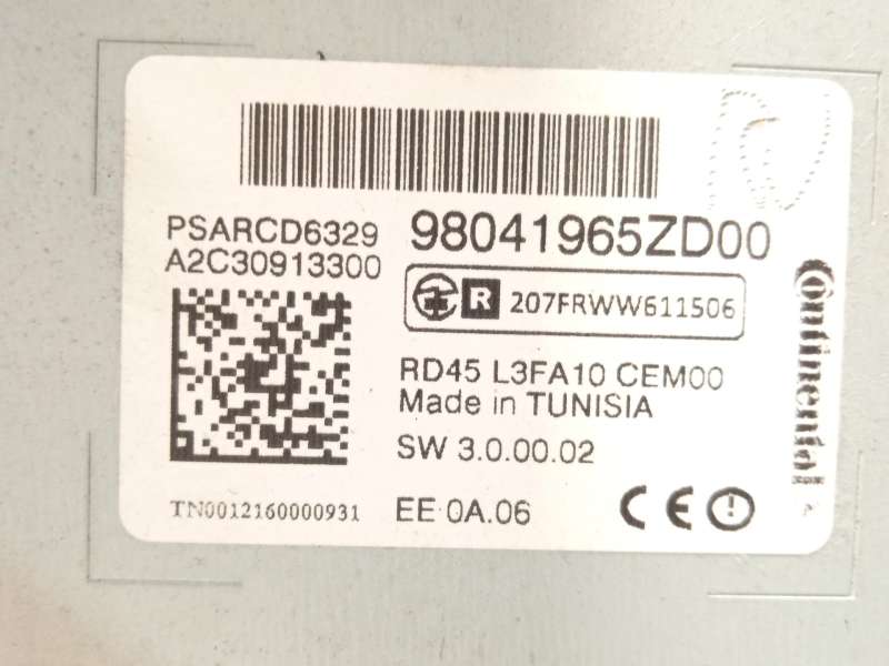 Recambio de sistema audio / radio cd para citroën c-elysee (dd_) 1.6 vti 115 (ddnfp0, ddnfp6, ddnfp9) referencia OEM IAM 9804196 - Azul 7