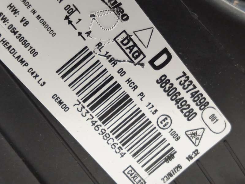 Recambio de faro derecho para citroën c4 iii 1.2 referencia OEM IAM 9830649280  73374698 8