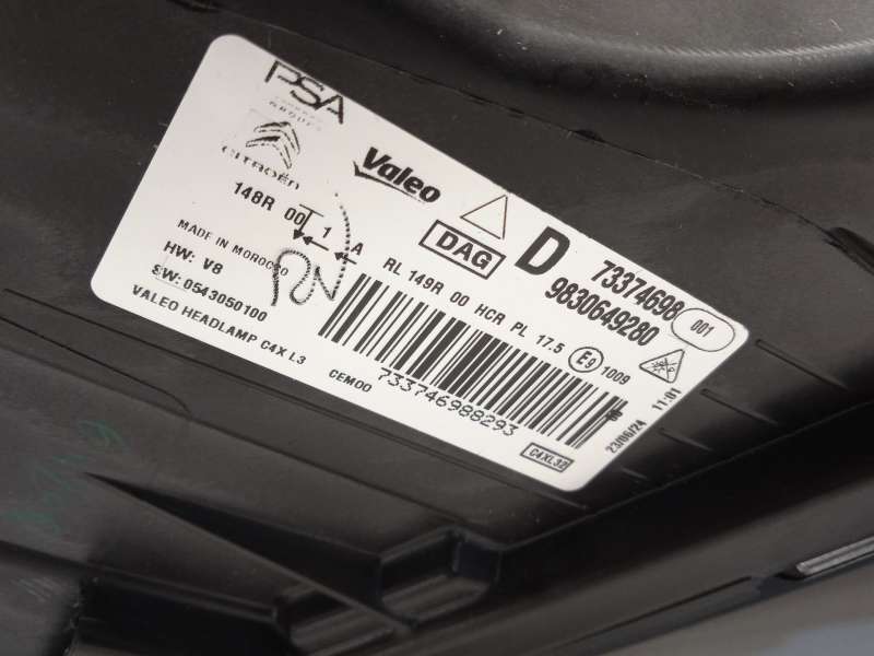 Recambio de faro derecho para citroën c4 iii 1.2 referencia OEM IAM 9830649280  73374698 6