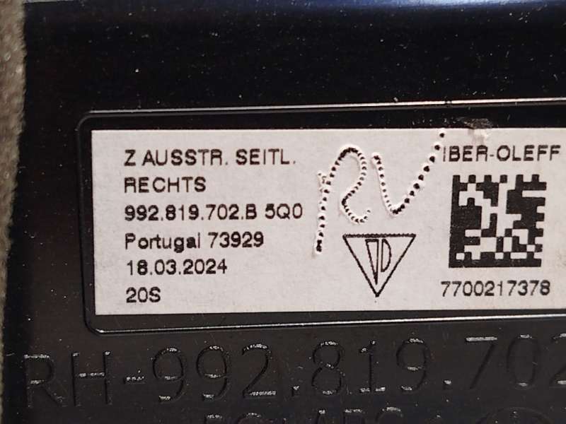 Recambio de aireador para porsche 911 descapotable (992) 3.8 turbo s (992650) referencia OEM IAM 992819702B 992819702B5Q0 - Plata 5