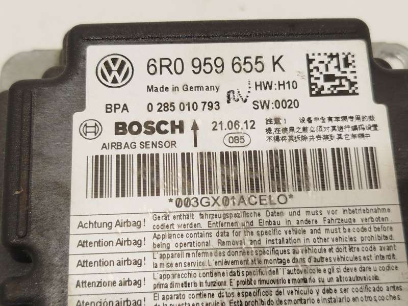 Recambio de centralita airbag para skoda roomster (5j7) 1.6 tdi referencia OEM IAM 6R0959655K  0285010793 4