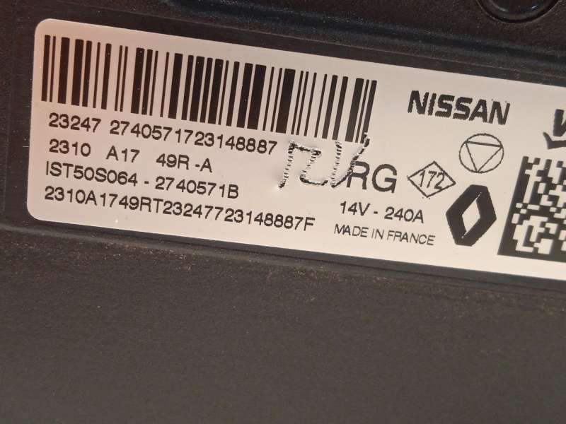 Recambio de alternador para renault austral tce 160 referencia OEM IAM 2310A1749R 2740571B IST50S064 5