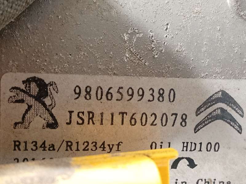 Recambio de compresor aire acondicionado para citroën c-elysee (dd_) 1.6 bluehdi 100 referencia OEM IAM 9806599380  JSR11T602078 6