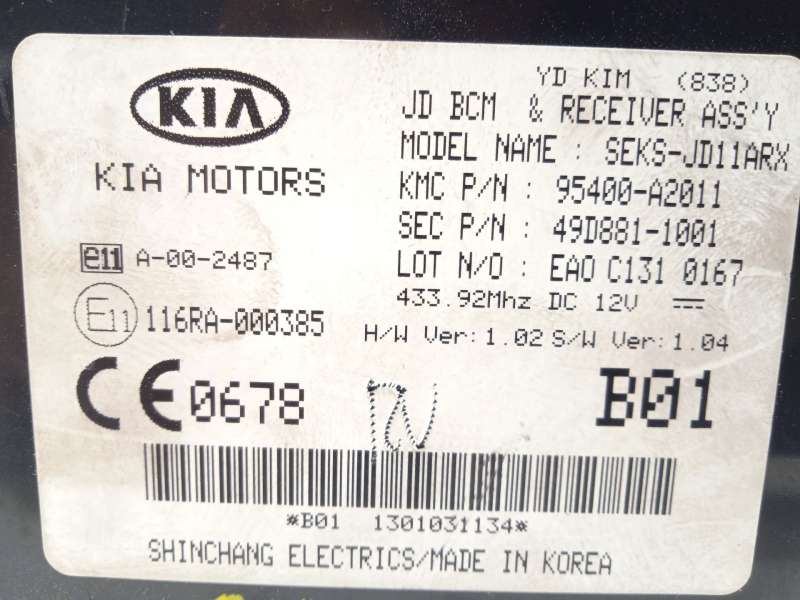 Recambio de modulo electronico para kia cee'd (jd) 1.6 crdi 110 referencia OEM IAM 95400A2011 - Blanco 4