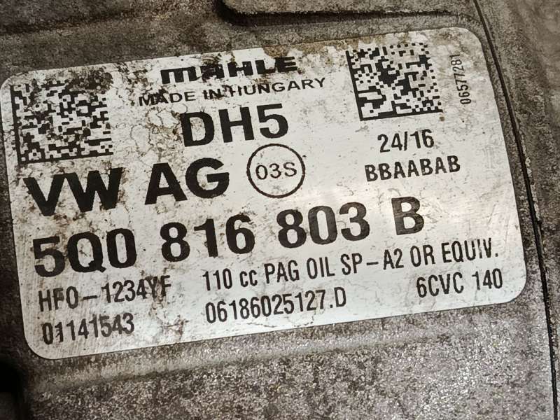 Recambio de compresor aire acondicionado para skoda octavia iii (5e3, nl3, nr3) 1.6 tdi referencia OEM IAM 5Q0816803B - Negro 6