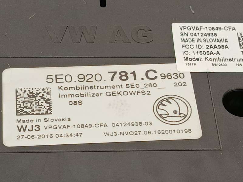 Recambio de cuadro instrumentos para skoda octavia iii (5e3, nl3, nr3) 1.6 tdi referencia OEM IAM 5E0920781C - Negro 6