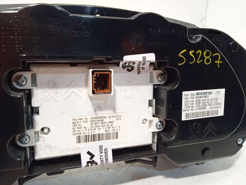 Recambio de cuadro instrumentos para peugeot 5008 (0u_, 0e_) 2.0 hdi 150 / bluehdi 150 referencia OEM IAM 9806268180 9804898580 6