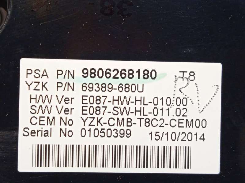 Recambio de cuadro instrumentos para peugeot 5008 (0u_, 0e_) 2.0 hdi 150 / bluehdi 150 referencia OEM IAM 9806268180 9804898580 8
