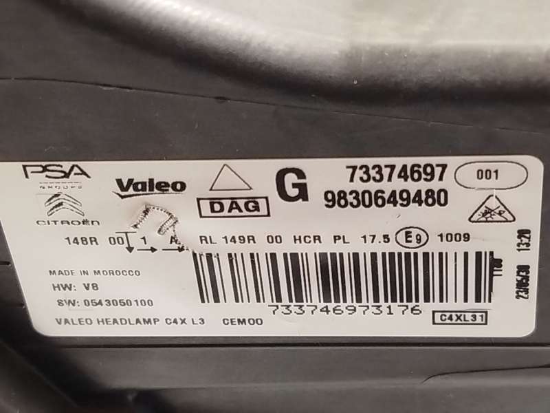 Recambio de faro izquierdo para citroën c4 iii 1.2 referencia OEM IAM 9830649480  73374697 6
