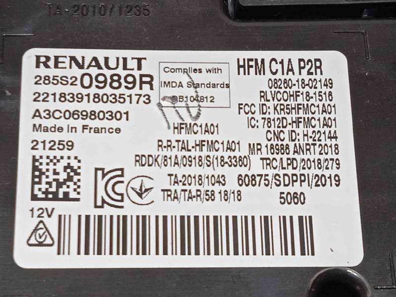 Recambio de modulo electronico para renault captur ii referencia OEM IAM 285S20989R  A3C06980301 - Blanco 4