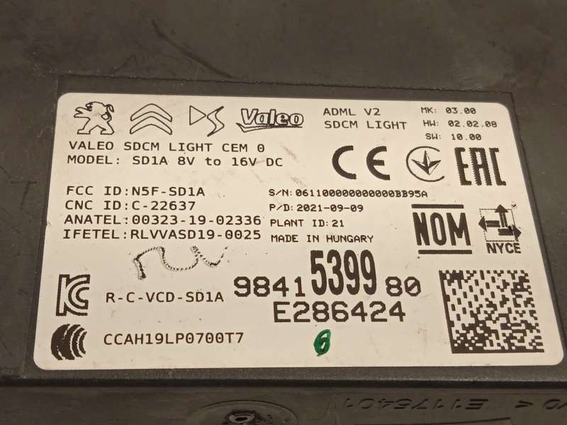 Recambio de modulo electronico para peugeot 2008 ii (ud_, us_, uy_, uj_, ur_, uc_) 1.5 bluehdi 110 (udyhsk) referencia OEM IAM 9 - Gris 4