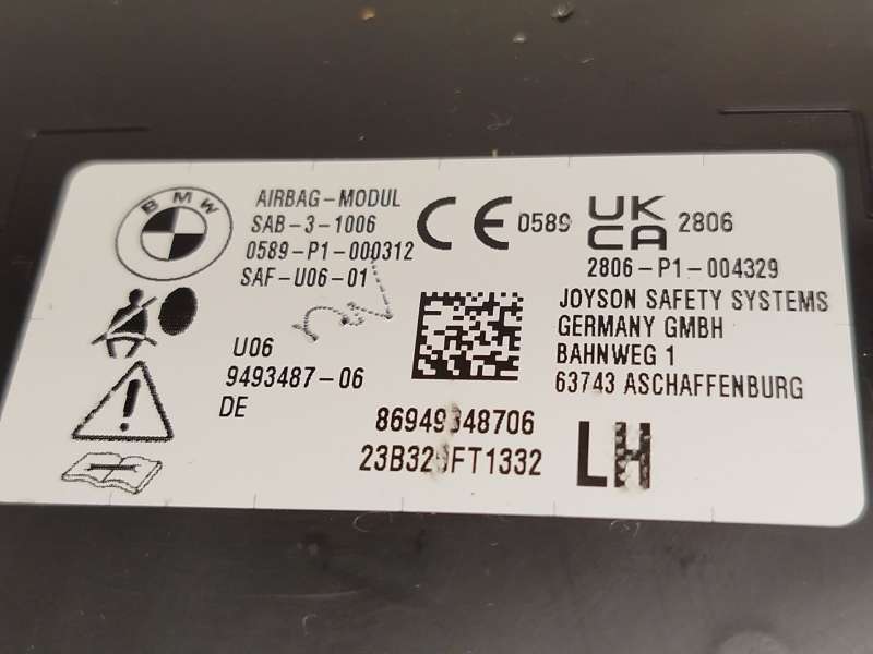Recambio de airbag lateral delantero izquierdo para bmw 2 active tourer (u06) 225e xdrive referencia OEM IAM 9493487 72129493487 3