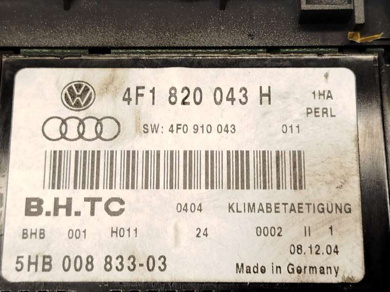 Recambio de mando climatizador para audi a6 c6 (4f2) 3.0 tdi quattro referencia OEM IAM 4F1820043H  5HB008833 5