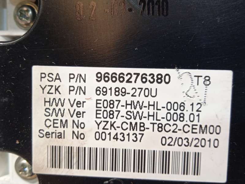 Recambio de cuadro instrumentos para peugeot 5008 (0u_, 0e_) 1.6 hdi referencia OEM IAM 9666276380 9666247580 - Antracita 5