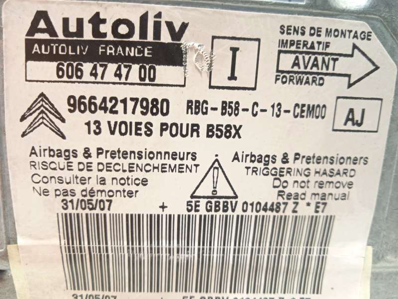 Recambio de centralita airbag para citroën c4 grand picasso i (ua_) 2.0 i 16v referencia OEM IAM 9664217980 6546A8 606474700 - Plata 4