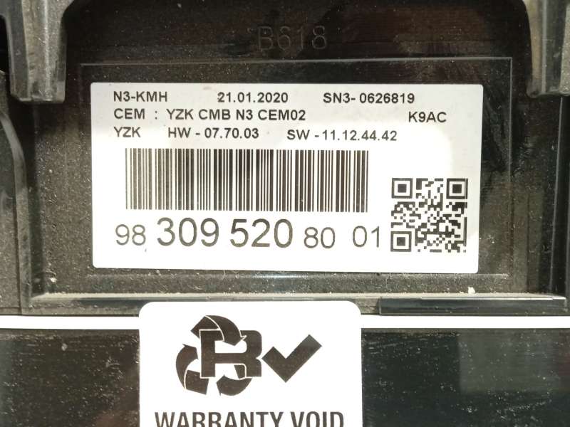 Recambio de cuadro instrumentos para citroën berlingo (er_, ec_) 1.5 bluehdi 100 referencia OEM IAM 9830952080 - Blanco 6