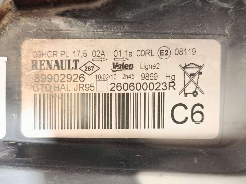 Recambio de faro izquierdo para renault grand scénic iii (jz0/1_) 1.5 dci referencia OEM IAM 260600023R 260606760R 89902926 5