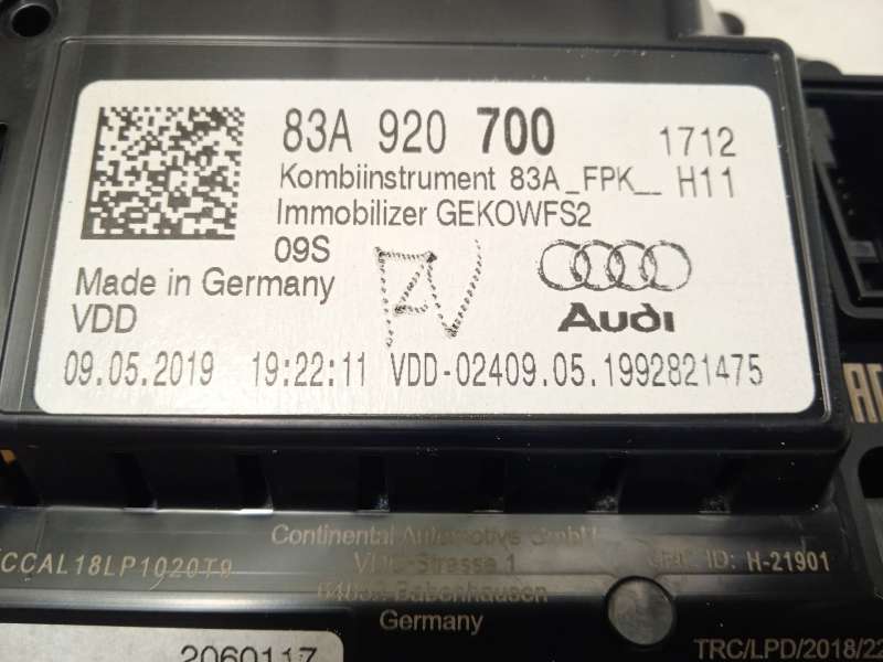 Recambio de cuadro instrumentos para audi q3 (f3b) 35 tfsi referencia OEM IAM 83A920700  A2C12973300 5