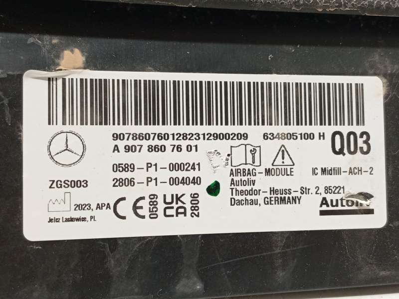 Recambio de airbag cortina delantero derecho para mercedes-benz sprinter 4-t furgoneta (b907, b910) 419 cdi rwd (907.643, 907.64 4