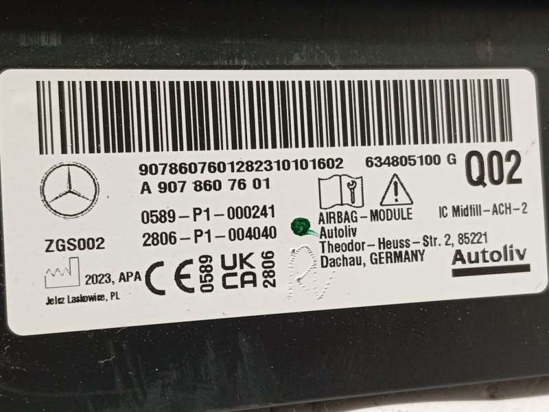 Recambio de airbag cortina delantero derecho para mercedes-benz sprinter 4-t furgoneta (b907, b910) 419 cdi rwd (907.643, 907.64 4