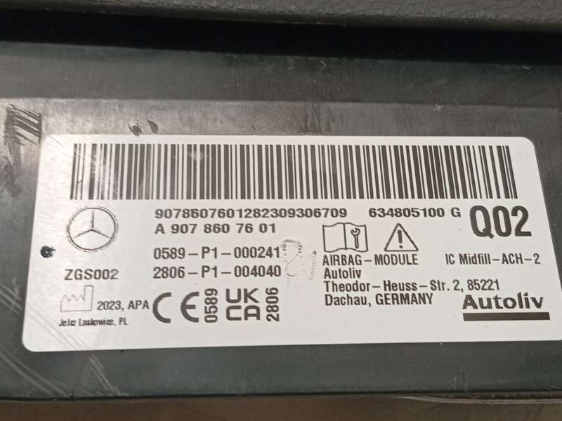 Recambio de airbag cortina delantero derecho para mercedes-benz sprinter 4-t furgoneta (b907, b910) 419 cdi rwd (907.643, 907.64 4