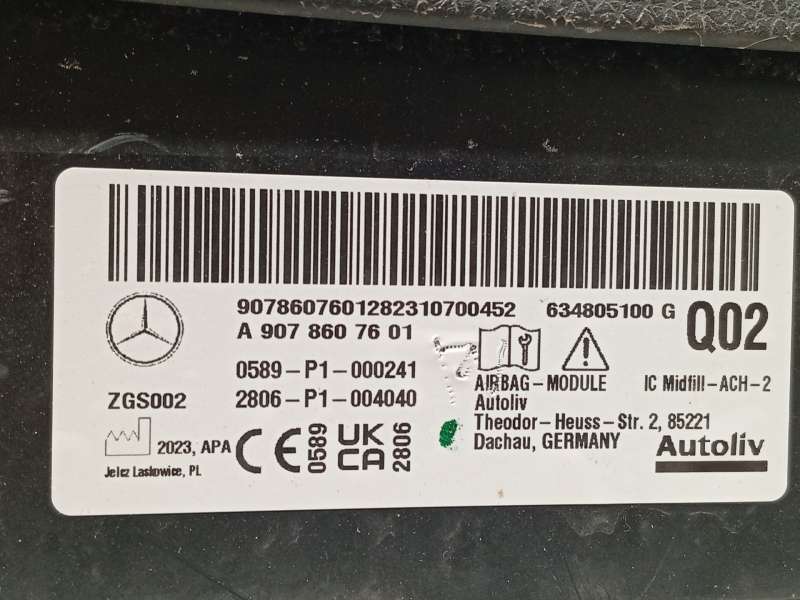 Recambio de airbag cortina delantero derecho para mercedes-benz sprinter 4-t furgoneta (b907, b910) 419 cdi rwd (907.643, 907.64 4