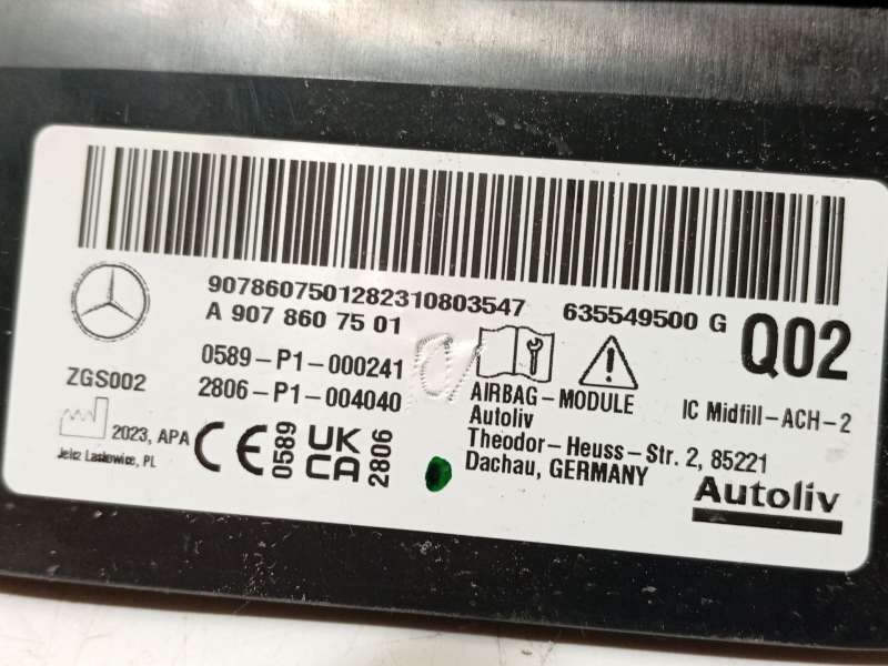 Recambio de airbag cortina delantero izquierdo para mercedes-benz sprinter 4-t furgoneta (b907, b910) 419 cdi rwd (907.643, 907. 4