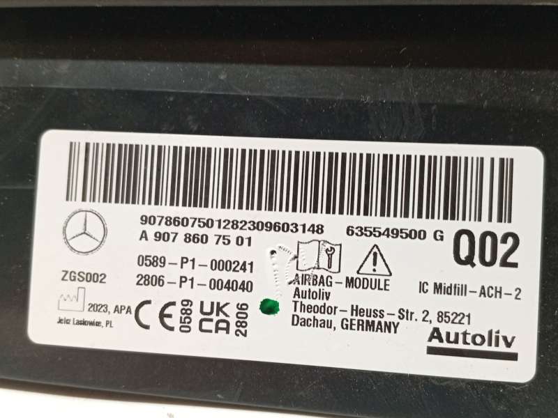 Recambio de airbag cortina delantero izquierdo para mercedes-benz sprinter 4-t furgoneta (b907, b910) 419 cdi rwd (907.643, 907. 4