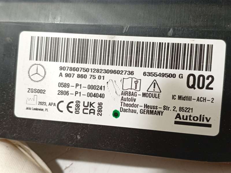 Recambio de airbag cortina delantero izquierdo para mercedes-benz sprinter 4-t furgoneta (b907, b910) 419 cdi rwd (907.643, 907. 4