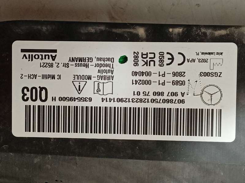 Recambio de airbag cortina delantero izquierdo para mercedes-benz sprinter 4-t furgoneta (b907, b910) 419 cdi rwd (907.643, 907. 4