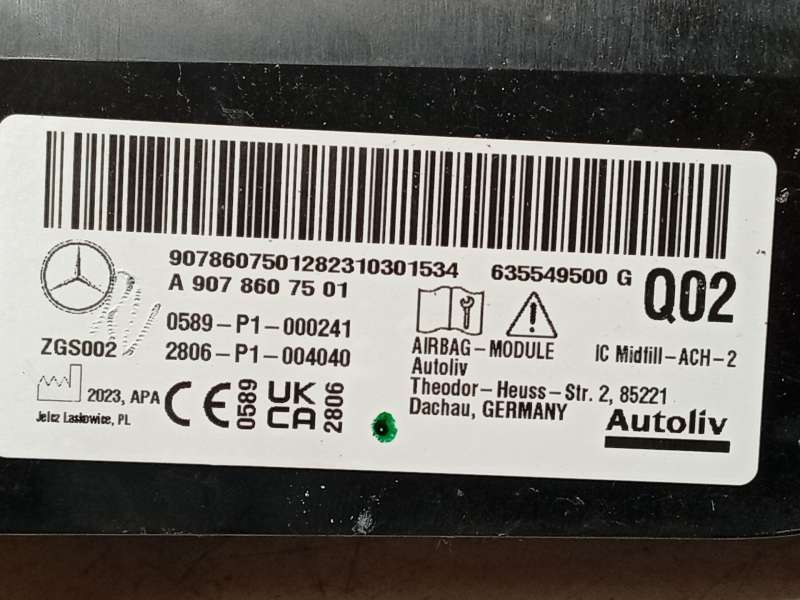 Recambio de airbag cortina delantero izquierdo para mercedes-benz sprinter 4-t furgoneta (b907, b910) 419 cdi rwd (907.643, 907. 4