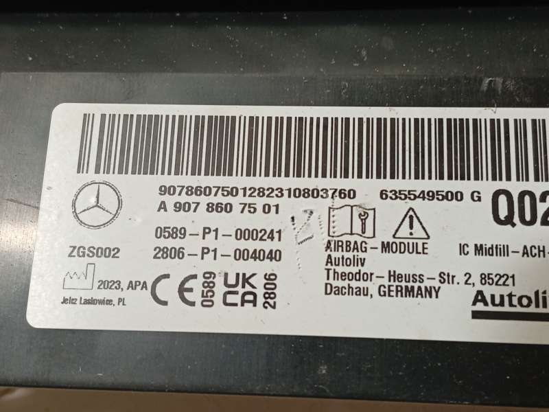 Recambio de airbag cortina delantero izquierdo para mercedes-benz sprinter 4-t furgoneta (b907, b910) 419 cdi rwd (907.643, 907. 4