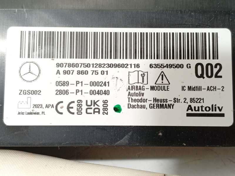 Recambio de airbag cortina delantero izquierdo para mercedes-benz sprinter 4-t furgoneta (b907, b910) 419 cdi rwd (907.643, 907. 4