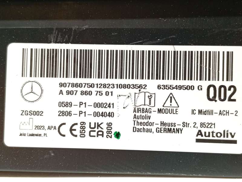 Recambio de airbag cortina delantero izquierdo para mercedes-benz sprinter 4-t furgoneta (b907, b910) 419 cdi rwd (907.643, 907. 4