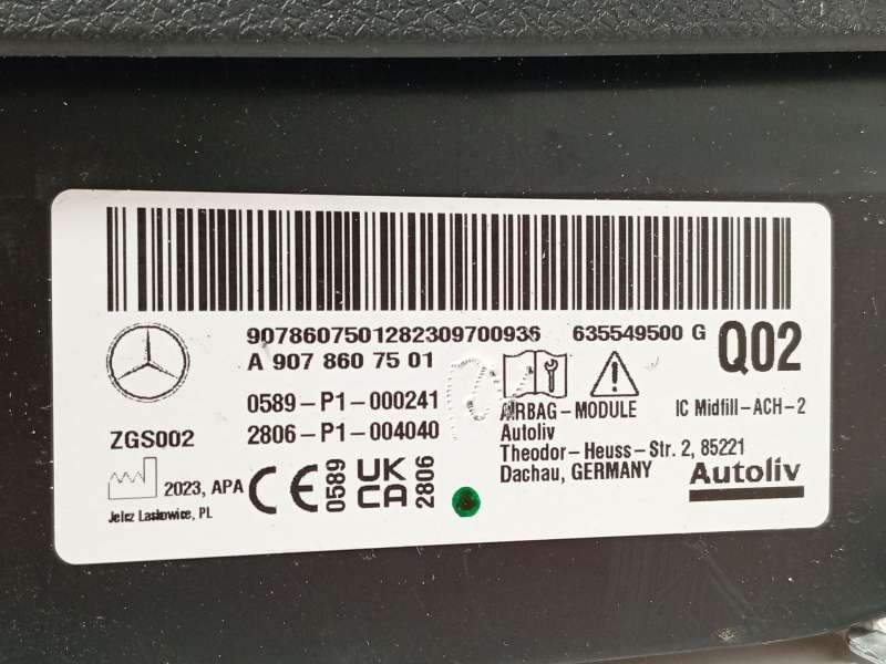 Recambio de airbag cortina delantero izquierdo para mercedes-benz sprinter 4-t furgoneta (b907, b910) 419 cdi rwd (907.643, 907. 4