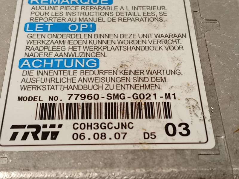 Recambio de centralita airbag para honda civic viii hatchback (fn, fk) 1.8 (fn1, fk2) referencia OEM IAM 77960SMGG021M1 77960SMG - Gris 4