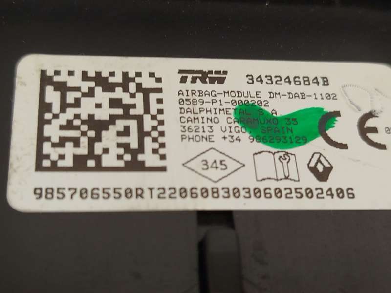 Recambio de kit airbag para renault captur ii (hf_) tce 90 (hfm6) referencia OEM IAM 681001063R 985153461R 985706550R 7