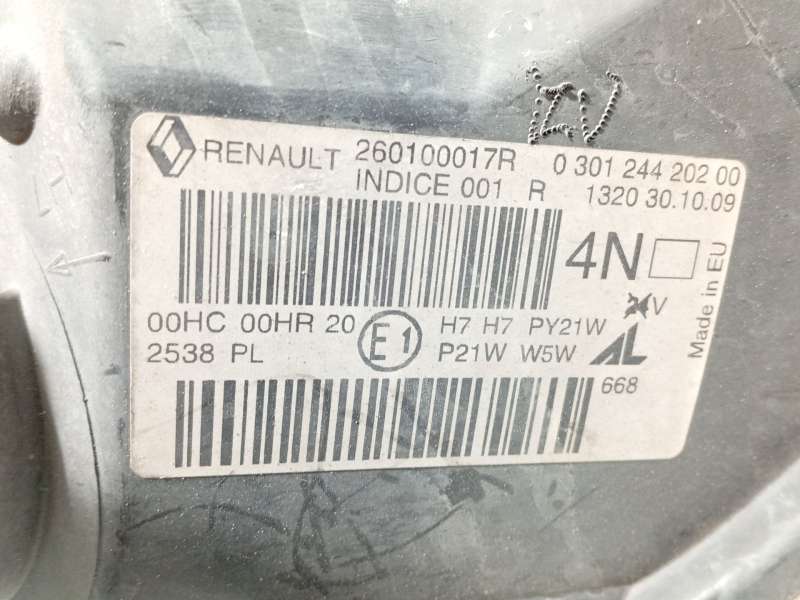Recambio de faro derecho para renault megane iii hatchback (bz0/1_, b3_) 1.5 dci referencia OEM IAM 260100017R  030124420200 - Blanco 7