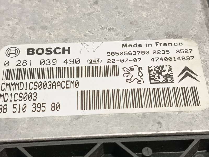 Recambio de centralita motor uce para peugeot rifter 1.5 bluehdi 130 referencia OEM IAM 9851039580 9850563780 0281039490 5